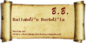 Ballabás Borbála névjegykártya